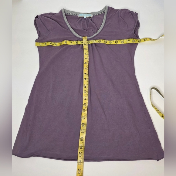 Lilac Cotton Top With Grey Trim And Ruching Lg. - Picture 4 of 12